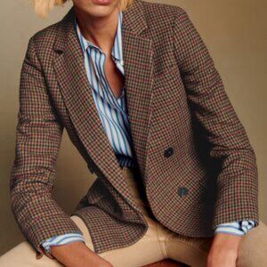 Sezane Christie Double Breasted Blazer Jacket Brown Houndstooth EU 38 US 6 NWT